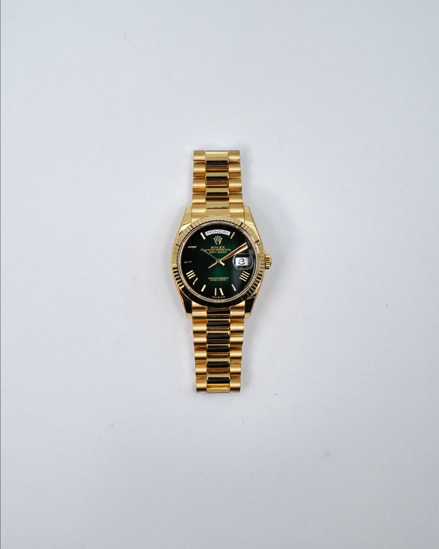 Rolex 128238 Day Date 36 18K Yellow Gold with Green Ombre Dial