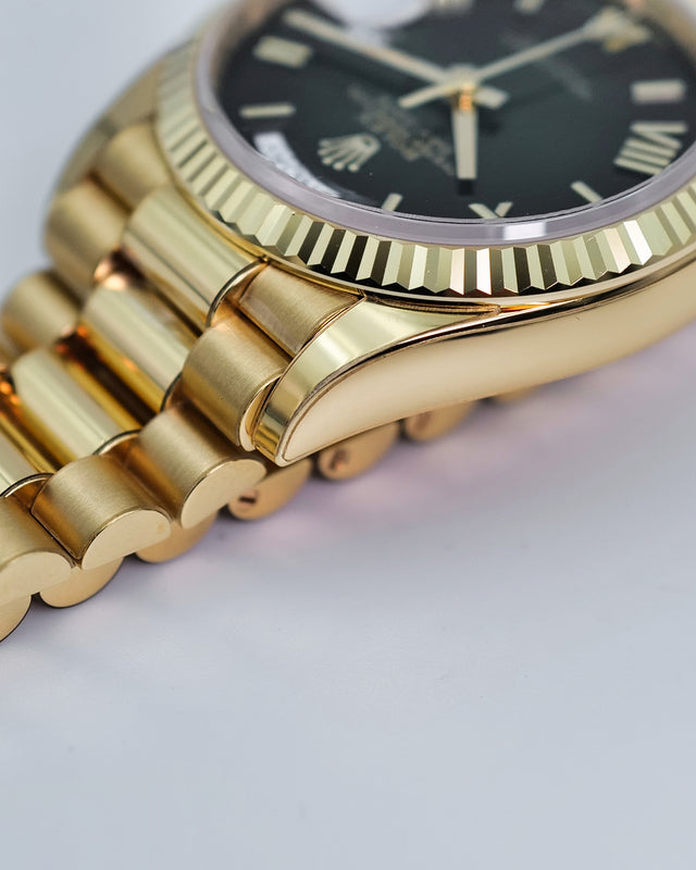 Rolex 128238 Day Date 36 18K Yellow Gold with Green Ombre Dial