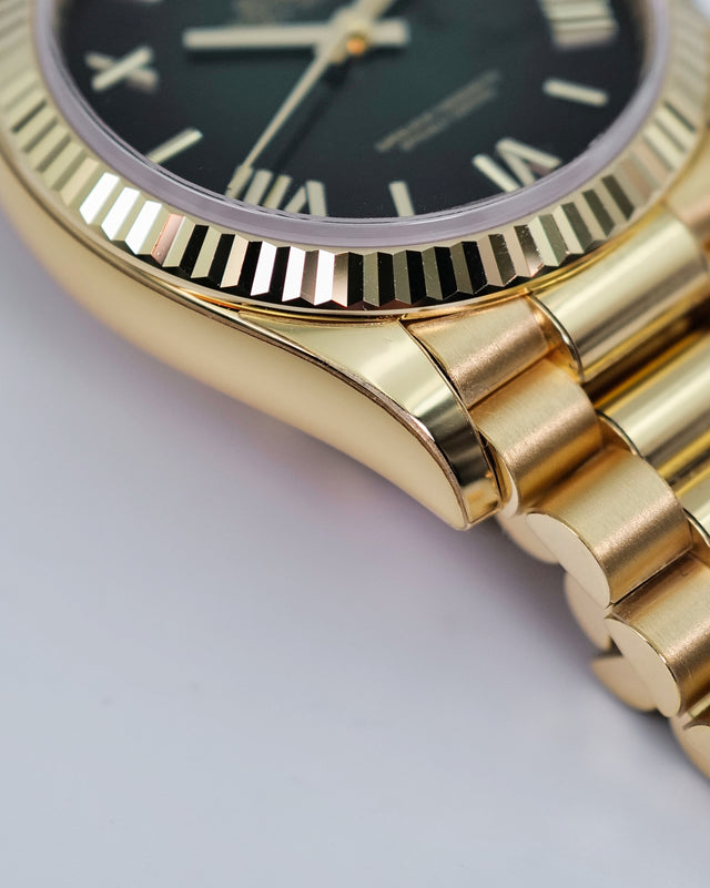 Rolex 128238 Day Date 36 18K Yellow Gold with Green Ombre Dial