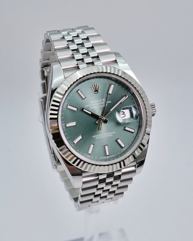 Rolex 126334 Datejust 41 with Green Stick Dial on Jubilee