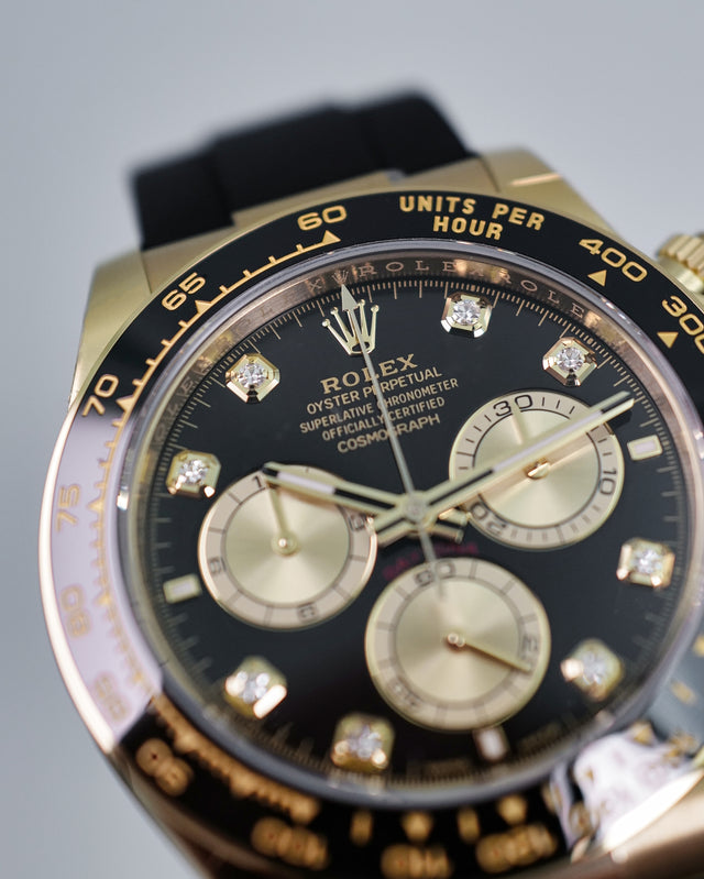 Rolex 126518LN Cosmograph Daytona 18K Yellow Gold with Black and Diamond Dial