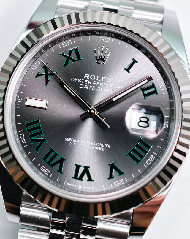 Rolex 126334 Datejust 41 "Winbledon" with Slate Roman Dial on Jubilee