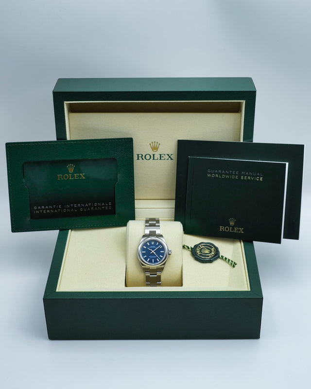 Rolex 276200 Oyster Perpetual 28 with Med Blue Dial