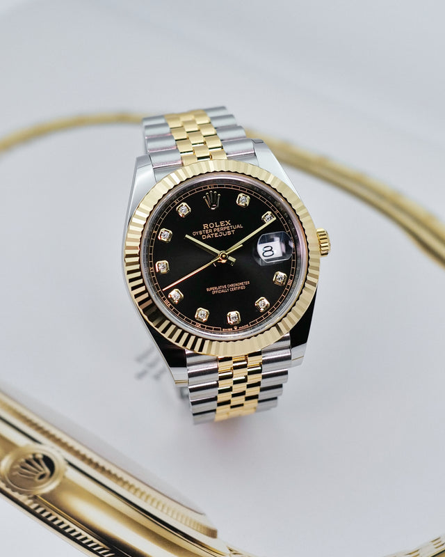 Rolex 126333 Datejust 41 18K/Stainless Steel with Black Diamond Dial on Jubilee