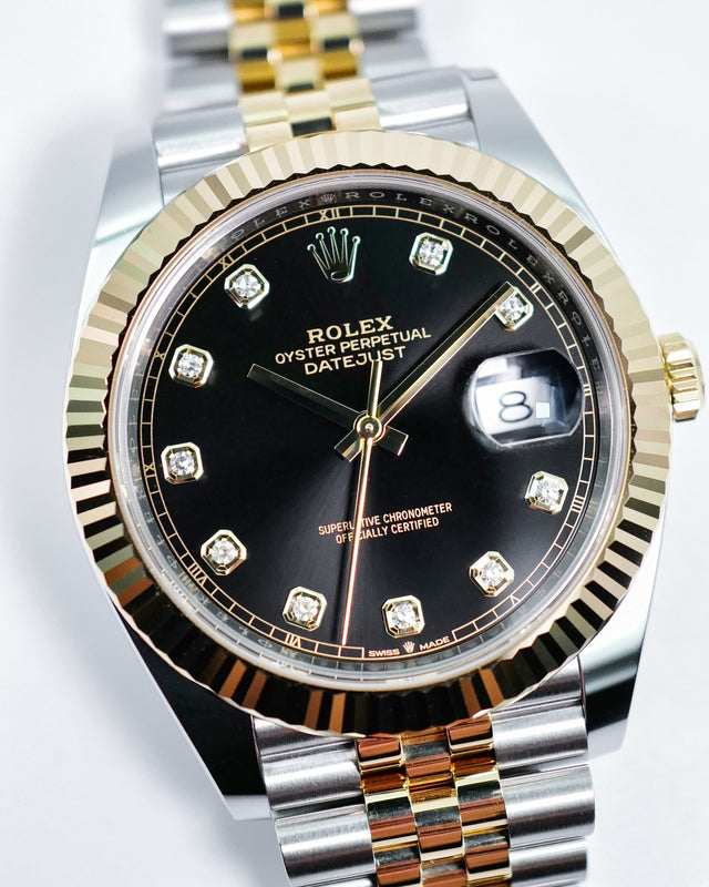 Rolex 126333 Datejust 41 18K/Stainless Steel with Black Diamond Dial on Jubilee