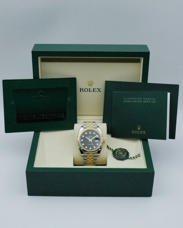 Rolex 126333 Datejust 41 18K/Stainless Steel with Black Diamond Dial on Jubilee