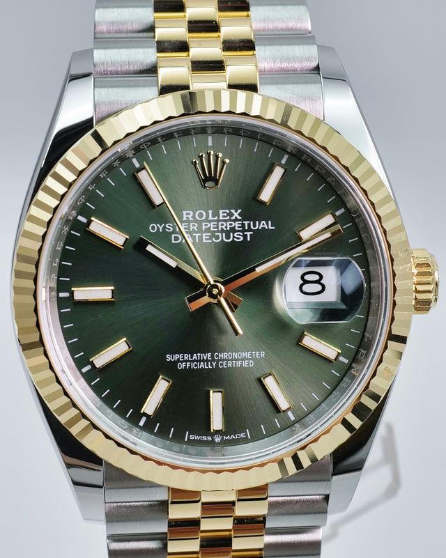 Rolex 126233 Datejust 18K/SS with Olive Green Dial on Jubilee