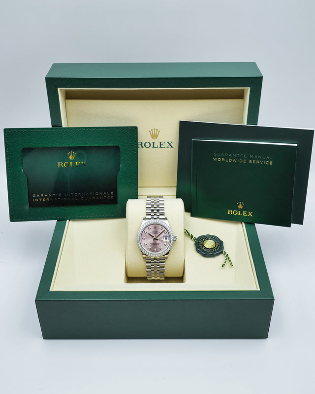 Rolex 278384RBR Datejust 18K/SS with Pink Diamond Dial and Bezel on Jubilee