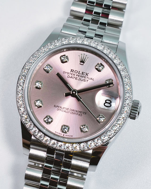 Rolex 278384RBR Datejust 18K/SS with Pink Diamond Dial and Bezel on Jubilee