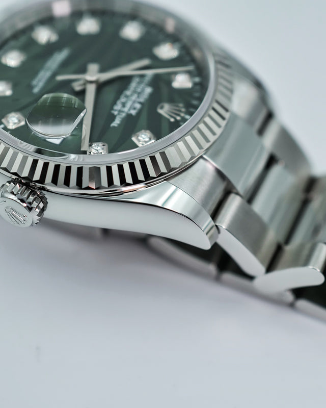 Rolex 126234 Datejust with Olive Green Palm Motif Dial on Oyster