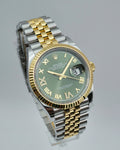Rolex 126233 Datejust 18K/SS with Olive Green Roman Diamond VI/IX Dial on Jubilee