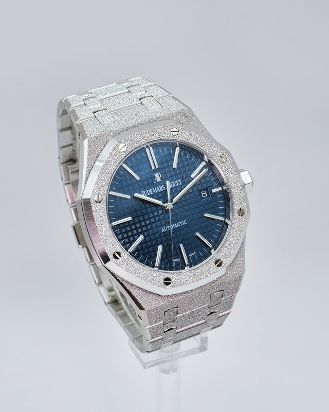 Audemars Piguet 15410BC Royal Oak Frosted White Gold with Blue Dial