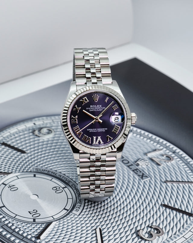 Rolex 278274 Datejust 31 with Purple Dial with "VI" in Diamond on Jubilee