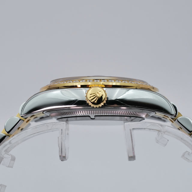 Rolex 126283RBR Datejust 36 18K/Stainless Steel Black Diamond Dial with Diamond Bezel on Jubilee