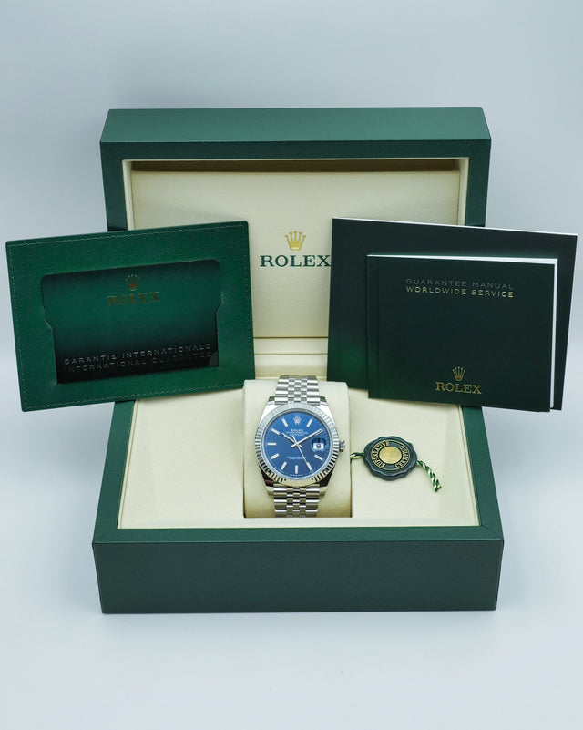 Rolex 126334 Datejust 41 with Blue Stick Dial on Jubilee
