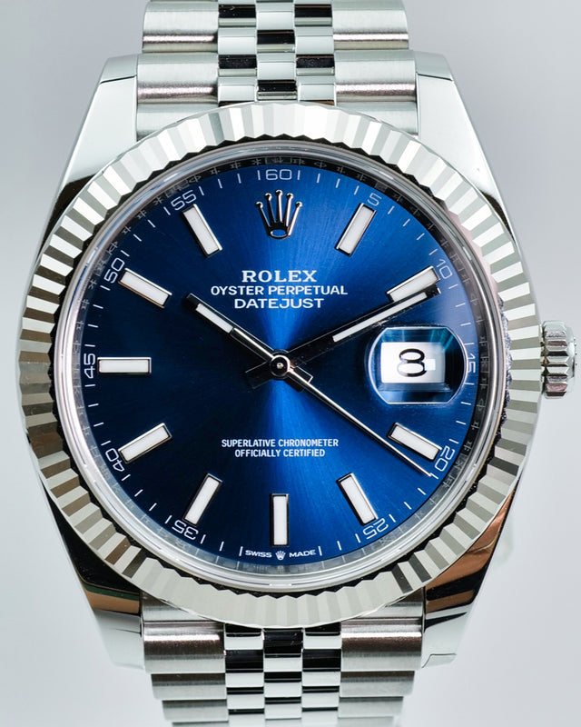 Rolex 126334 Datejust 41 with Blue Stick Dial on Jubilee