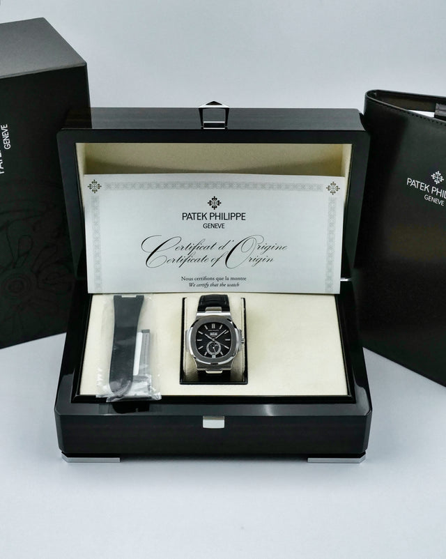 Patek Philippe 5726A Nautilus Annual Calendar Moon Phases Stainless Steel Black Dial