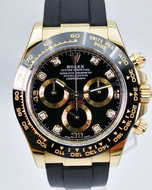 Rolex 116518LN Cosmograph Daytona 18K Yellow Gold with Black Diamond Dial