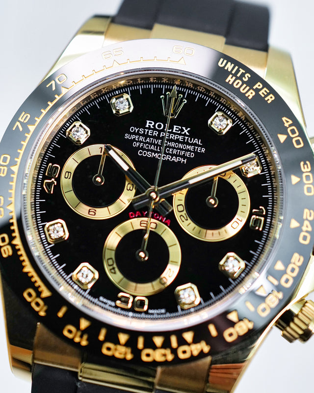 Rolex 116518LN Cosmograph Daytona 18K Yellow Gold with Black Diamond Dial
