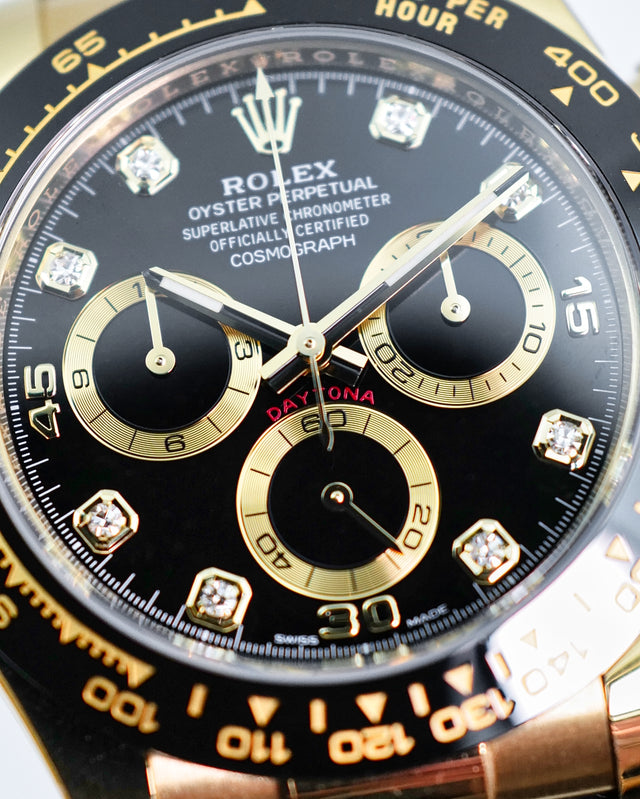 Rolex 116518LN Cosmograph Daytona 18K Yellow Gold with Black Diamond Dial