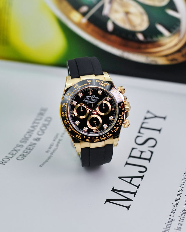 Rolex 116518LN Cosmograph Daytona 18K Yellow Gold with Black Diamond Dial