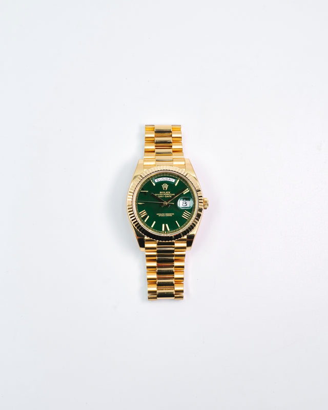 Rolex 228238 Day Date 40 18K Yellow Gold with Money Geen Dial