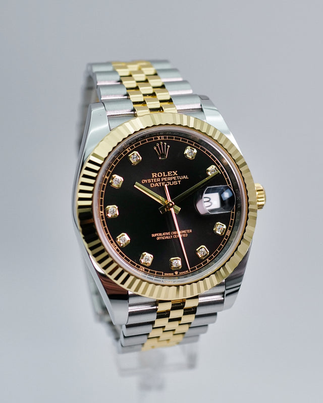 Rolex 126333 Datejust 41 18K/Stainless Steel with Black Diamond Dial on Jubilee