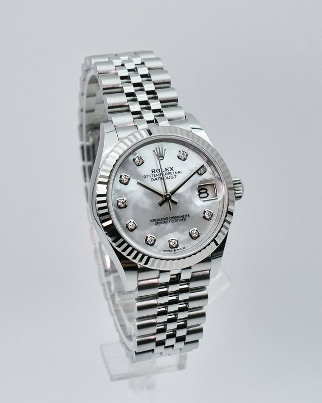 Rolex 278274 Datejust 31 with White Mother-of-pearl Diamond Dial on Jubilee