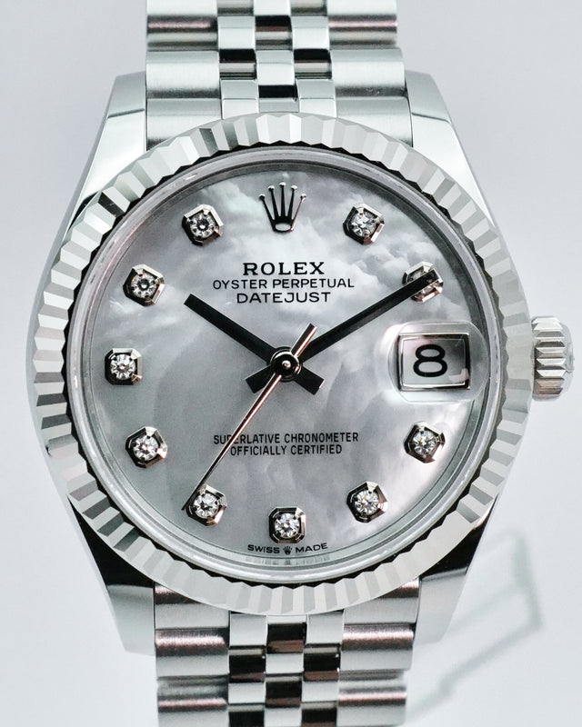 Rolex 278274 Datejust 31 with White Mother-of-pearl Diamond Dial on Jubilee