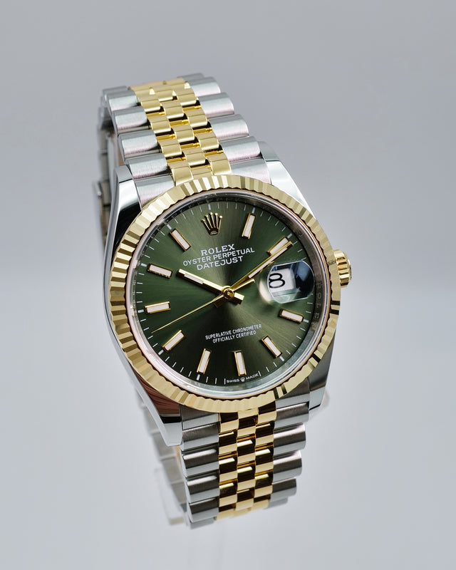 Rolex 126233 Datejust 18K/SS with Olive Green Dial on Jubilee