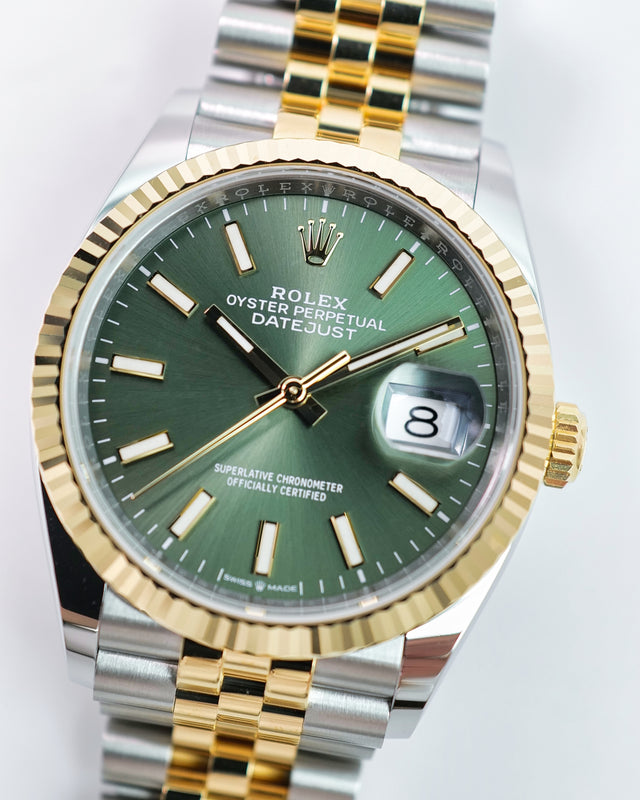 Rolex 126233 Datejust 18K/SS with Olive Green Dial on Jubilee