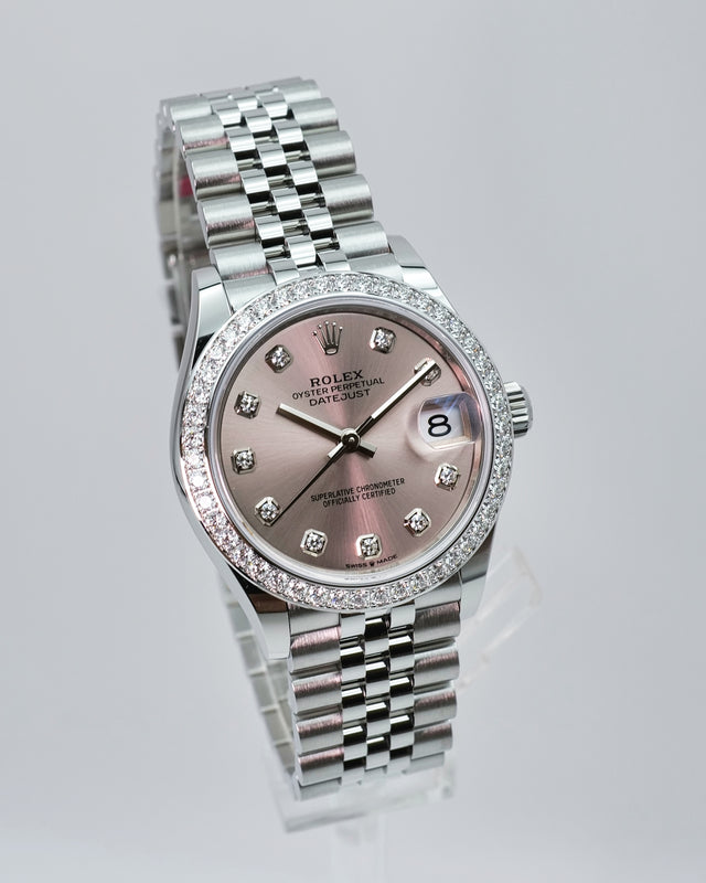 Rolex 278384RBR Datejust 18K/SS with Pink Diamond Dial and Bezel on Jubilee