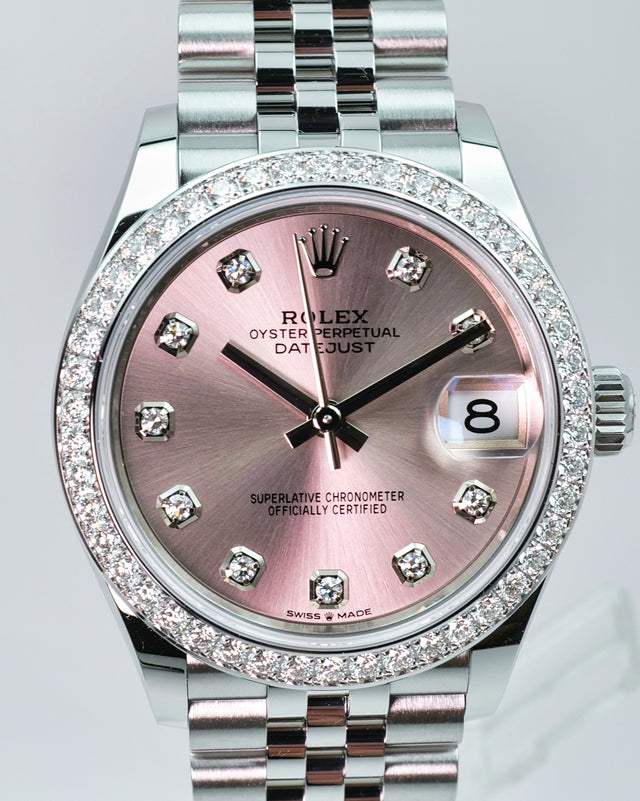 Rolex 278384RBR Datejust 18K/SS with Pink Diamond Dial and Bezel on Jubilee