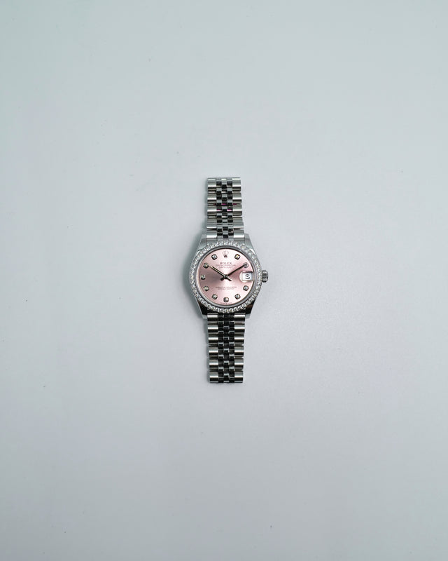 Rolex 278384RBR Datejust 18K/SS with Pink Diamond Dial and Bezel on Jubilee