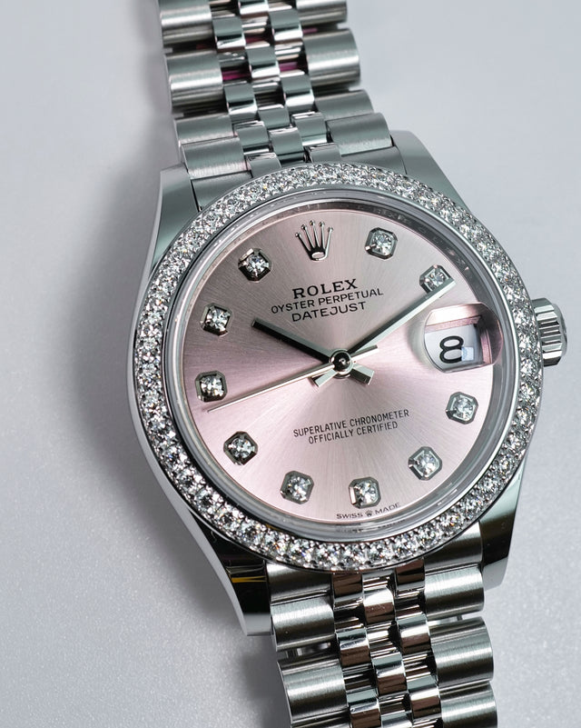 Rolex 278384RBR Datejust 18K/SS with Pink Diamond Dial and Bezel on Jubilee